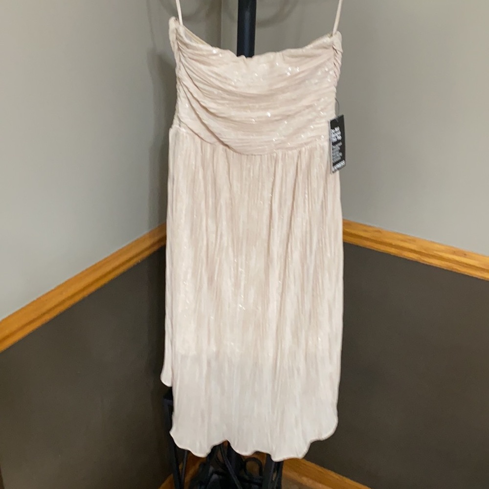 Express champagne sequin strapless high low dress size 4